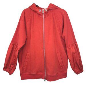 Athleta On My Way Triumph Rust Full Zip Balloon Sleeve Hoodie Women's L